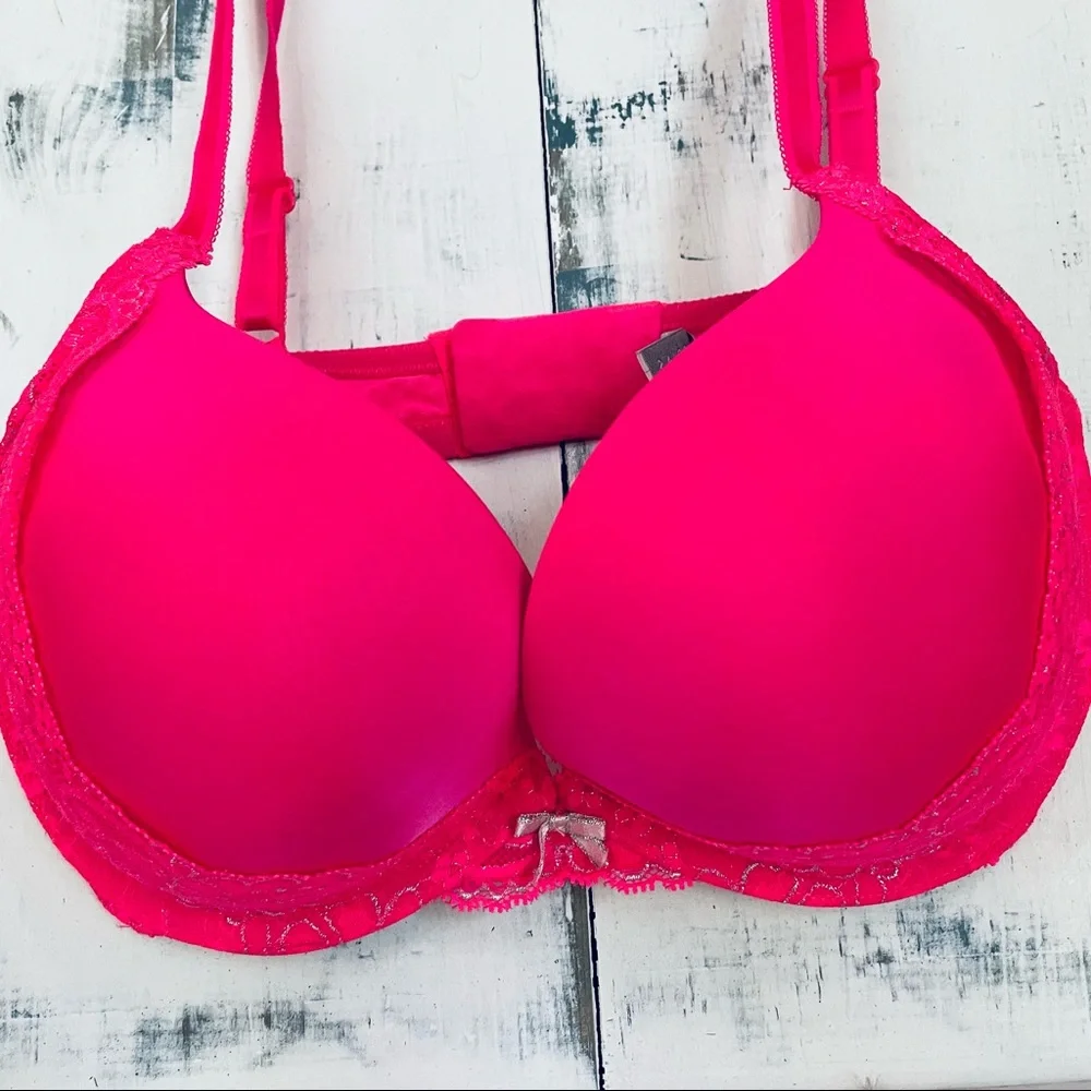 Victoria’s Secret Dream Angels Plunge Bra, Neon Pink - 34D - Picture 3 of 8